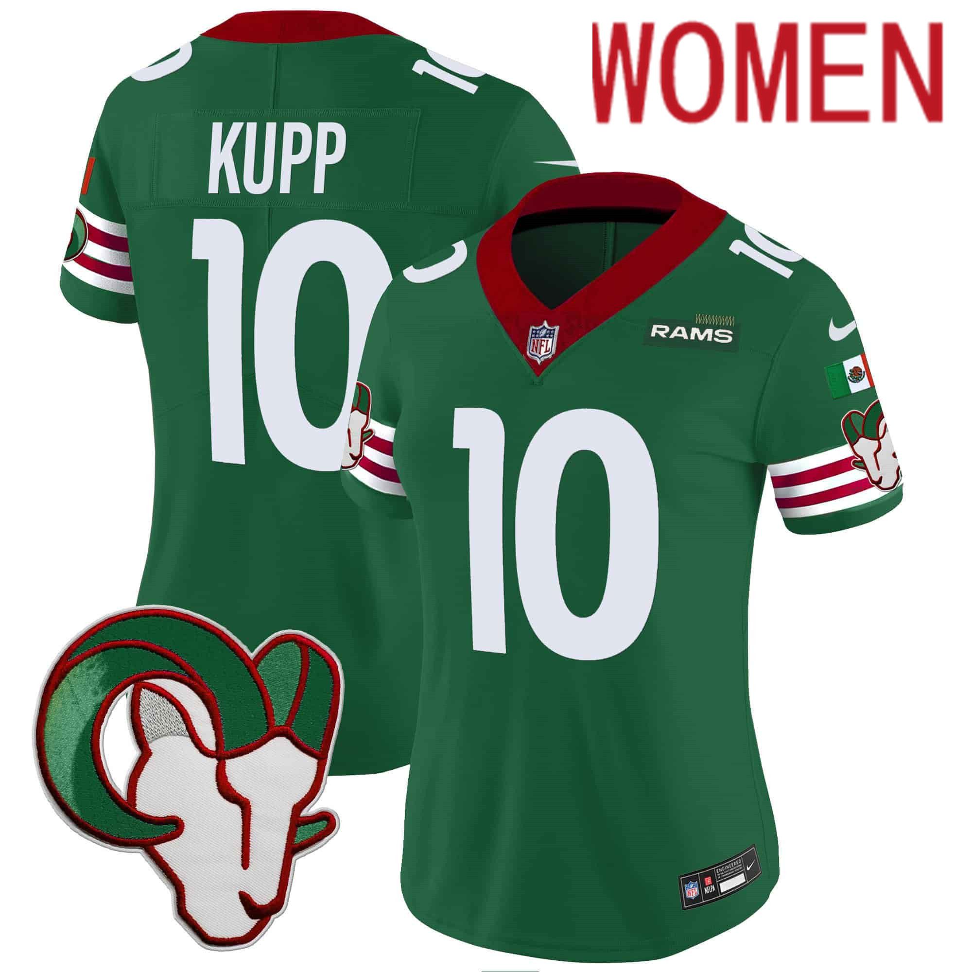 Women Los Angeles Rams #10 Kupp Green 2024 Nike Mexico Vapor Limited NFL Jersey->women nfl jersey->Women Jersey
